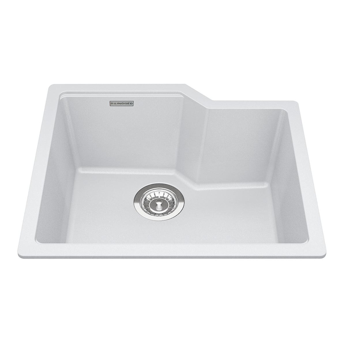 Kindred MGS2022U-9PWT- Granite Series 22.06-in LR x 19.69-in FB Undermount Single Bowl Granite Kitchen Sink in Polar White
