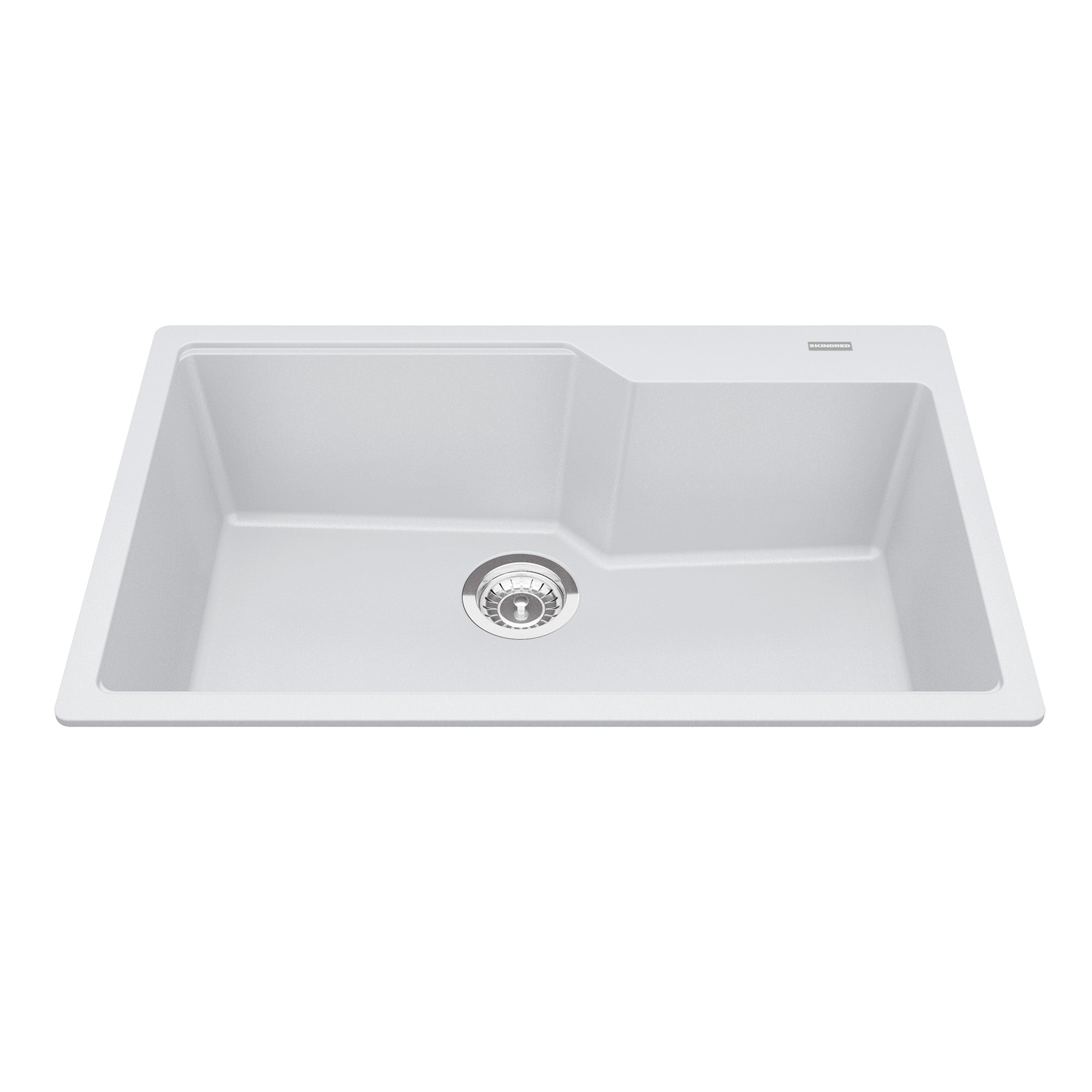Kindred MGSM2031-9PWT- Granite Series 30.7-in LR x 19.69-in FB Drop In Single Bowl Granite Kitchen Sink in Polar White