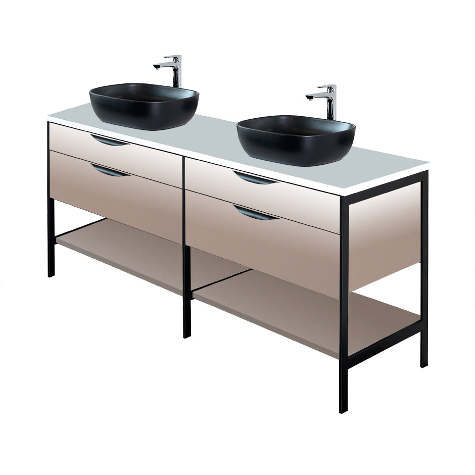 Lacava - Countertop In White Solid Surface, Stone Or Quartz, For Vanity Nav-Vs-60 - Faucet Holes Centered Behind The Sink/S Unless Specified In Another Location. W: 60", D: 22", H: 1".