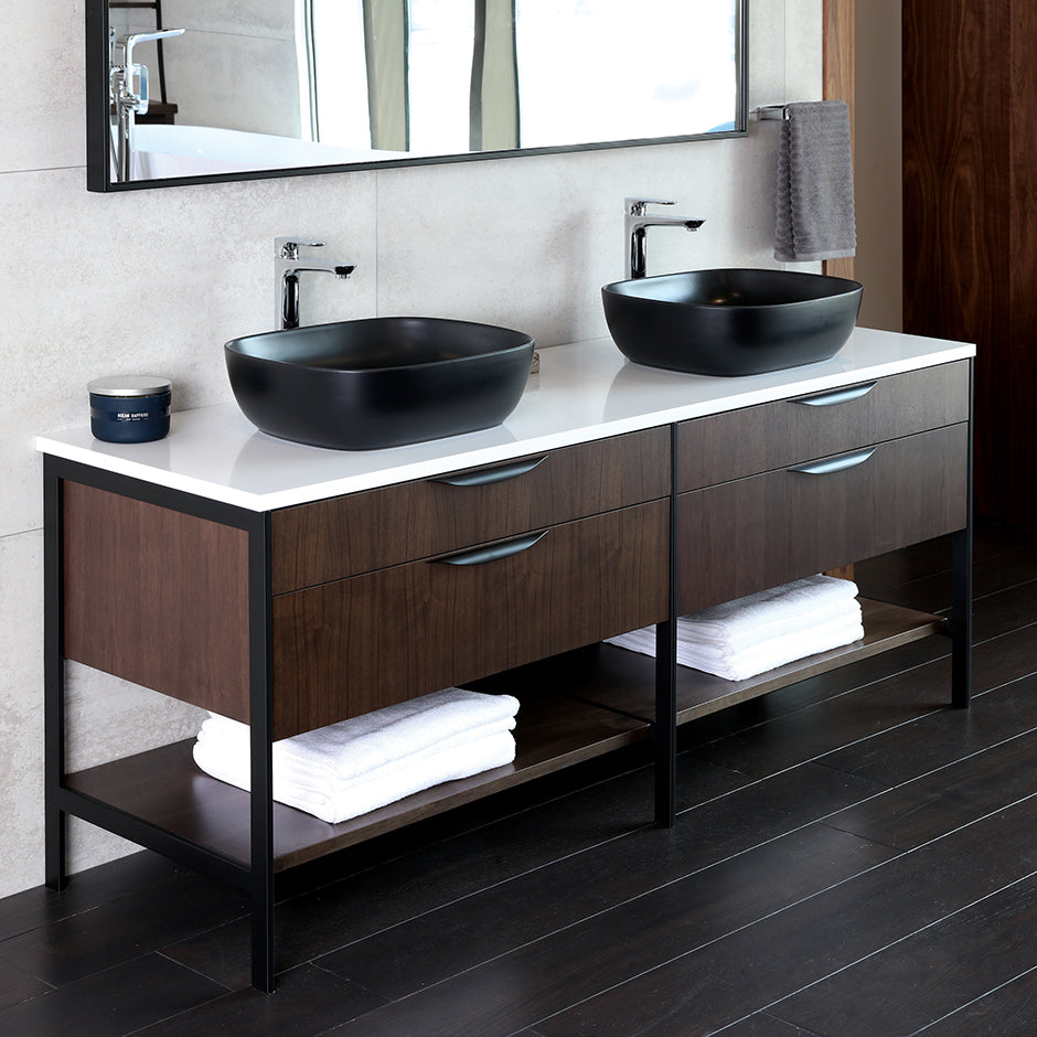 Lacava - Countertop In White Solid Surface, Stone Or Quartz, For Vanity Nav-Vs-72 - Faucet Holes Centered Behind The Sink/S Unless Specified In Another Location. W: 72", D: 22", H: 1".