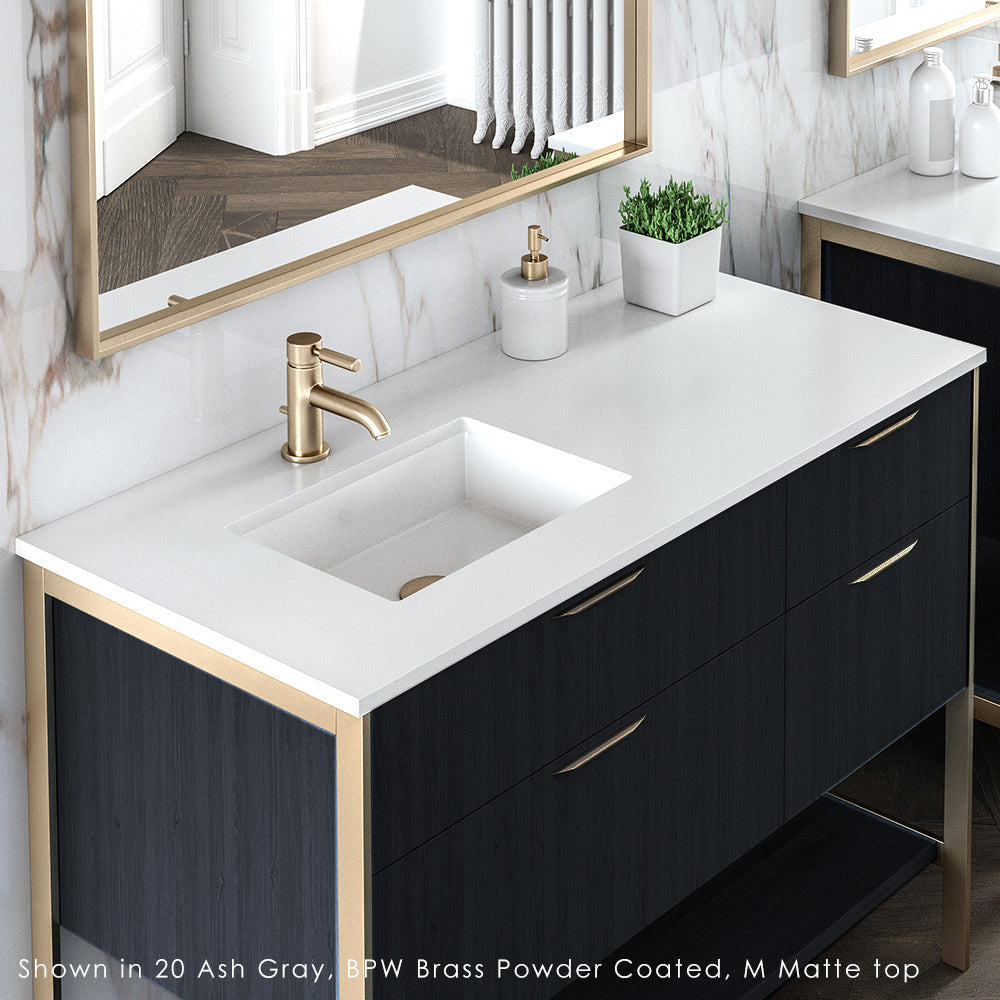 Lacava - Countertop In White Solid Surface, Stone Or Quartz, For Vanity Nav-Un-48L - Faucet Holes Centered Behind The Sink/S Unless Specified In Another Location. W: 48", D: 22", H: 1".