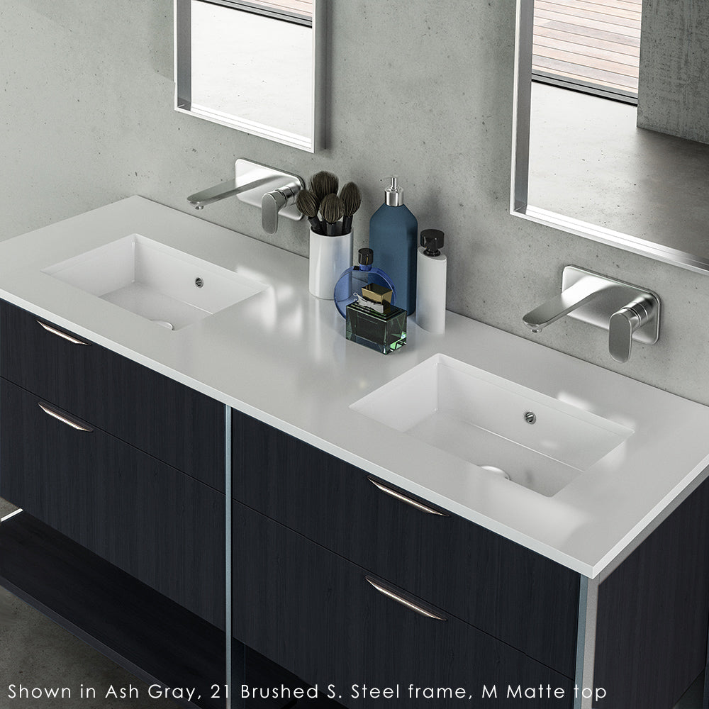 Lacava - Countertop In White Solid Surface, Stone Or Quartz, For Vanity Nav-Un-60 - Faucet Holes Centered Behind The Sink/S Unless Specified In Another Location. W: 60", D: 22", H: 1".
