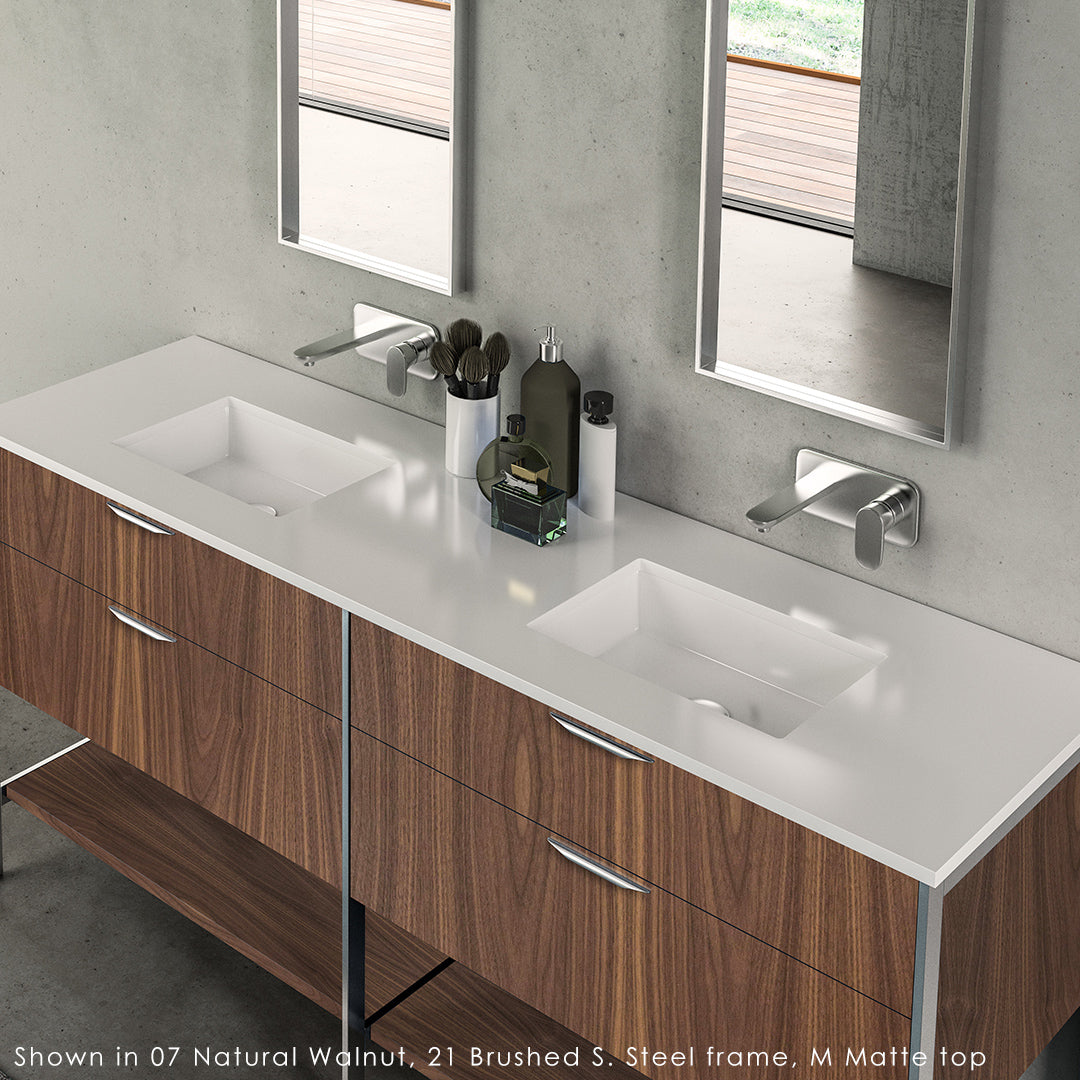 Lacava - Countertop In White Solid Surface, Stone Or Quartz, For Vanity Nav-Un-72 - Faucet Holes Centered Behind The Sink/S Unless Specified In Another Location. W: 72", D: 22", H: 1".