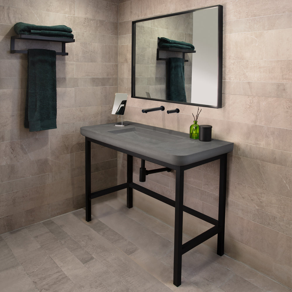 Lacava - Floor-Standing Metal Console Stand For Ada-Compliant Installation, Made Of Stainless Steel Or Brass. It Must Be Attached To Wall. Sink Ct500 Sold Separately. Shipping Class 4. W:46", D:21", H:31"