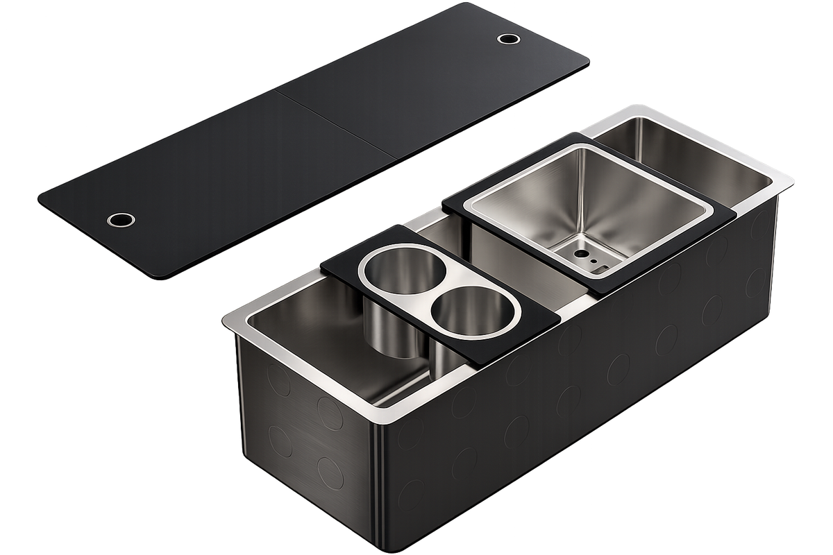 Zomodo PRC620(K) - 26" Dm Party Bar Station And Trough Sink With Accessories