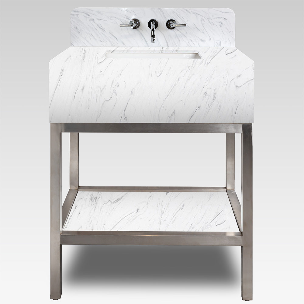 Lacava - Wall-Mount Stainless Steel Console With Shelf And Optional Backsplash. Sink 5485 Sold Separately. W: 30", D:21", H:23.5".