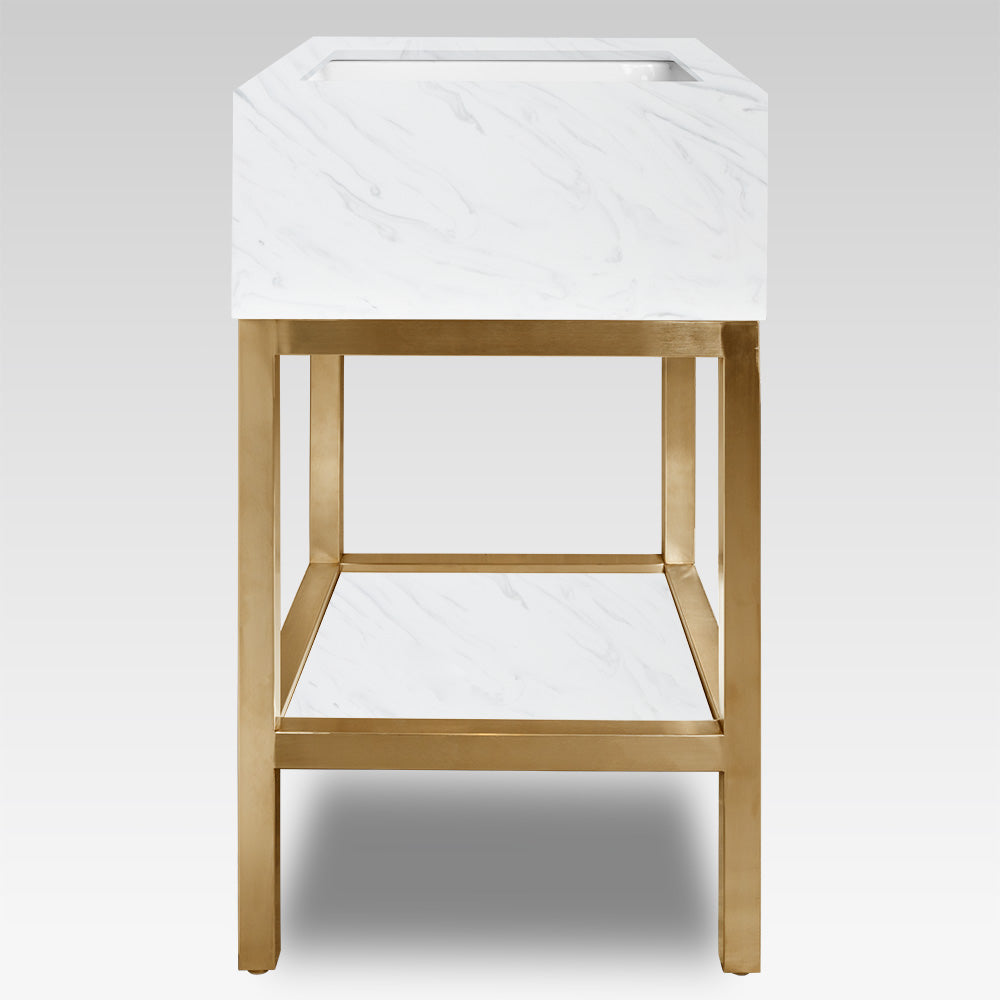 Lacava - Wall-Mount Stainless Steel Console With Shelf And Optional Backsplash. Sink 5485 Sold Separately. W: 24", D:21", H:23.5"