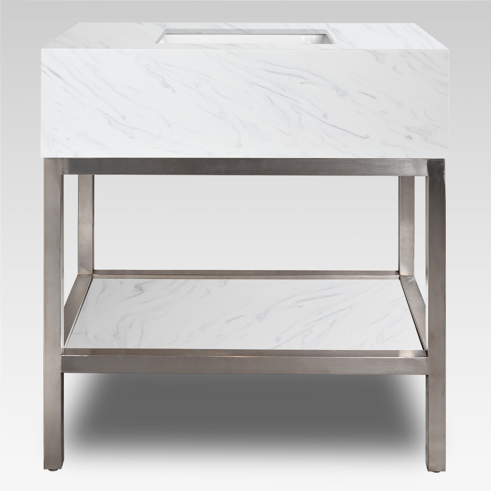 Lacava - Wall-Mount Stainless Steel Console With Shelf And Optional Backsplash. Sink 5485 Sold Separately. W: 36", D:21", H:23.5".