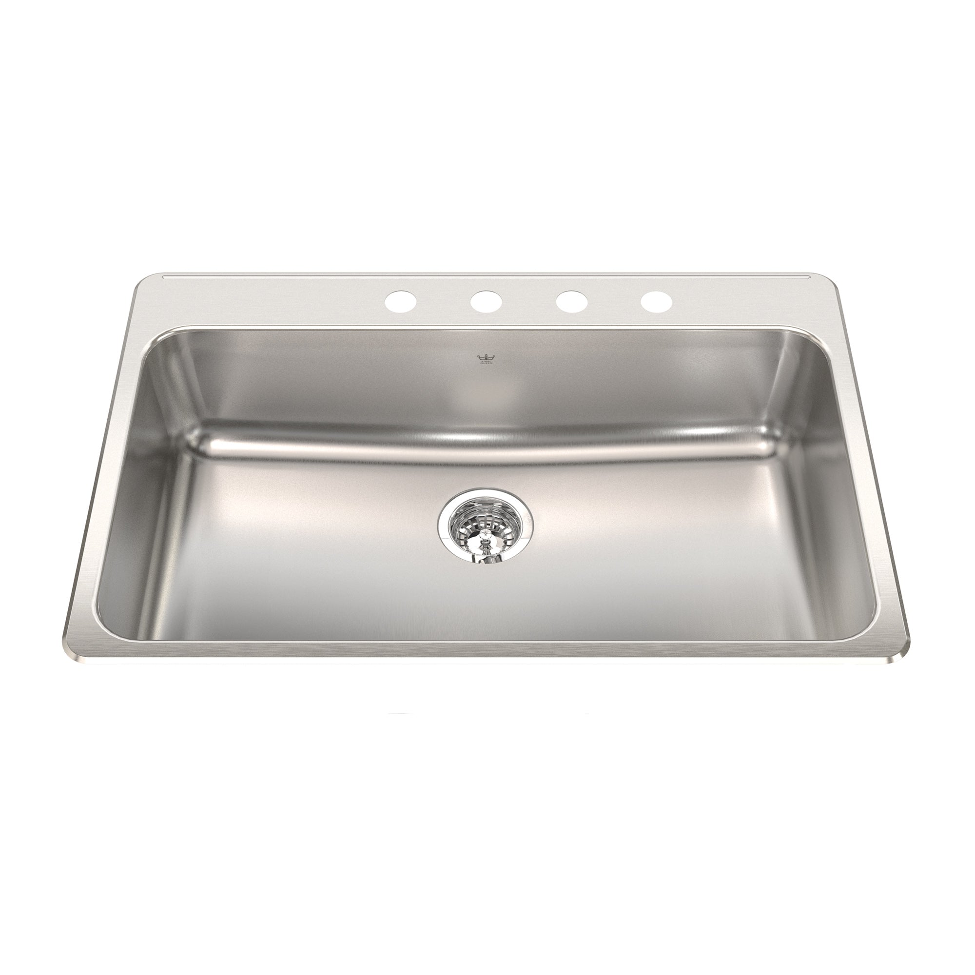 Kindred QSLA2233-8-4- Steel Queen 33.38-in LR x 22-in FB Drop In Single Bowl 4-Hole Stainless Steel Kitchen Sink