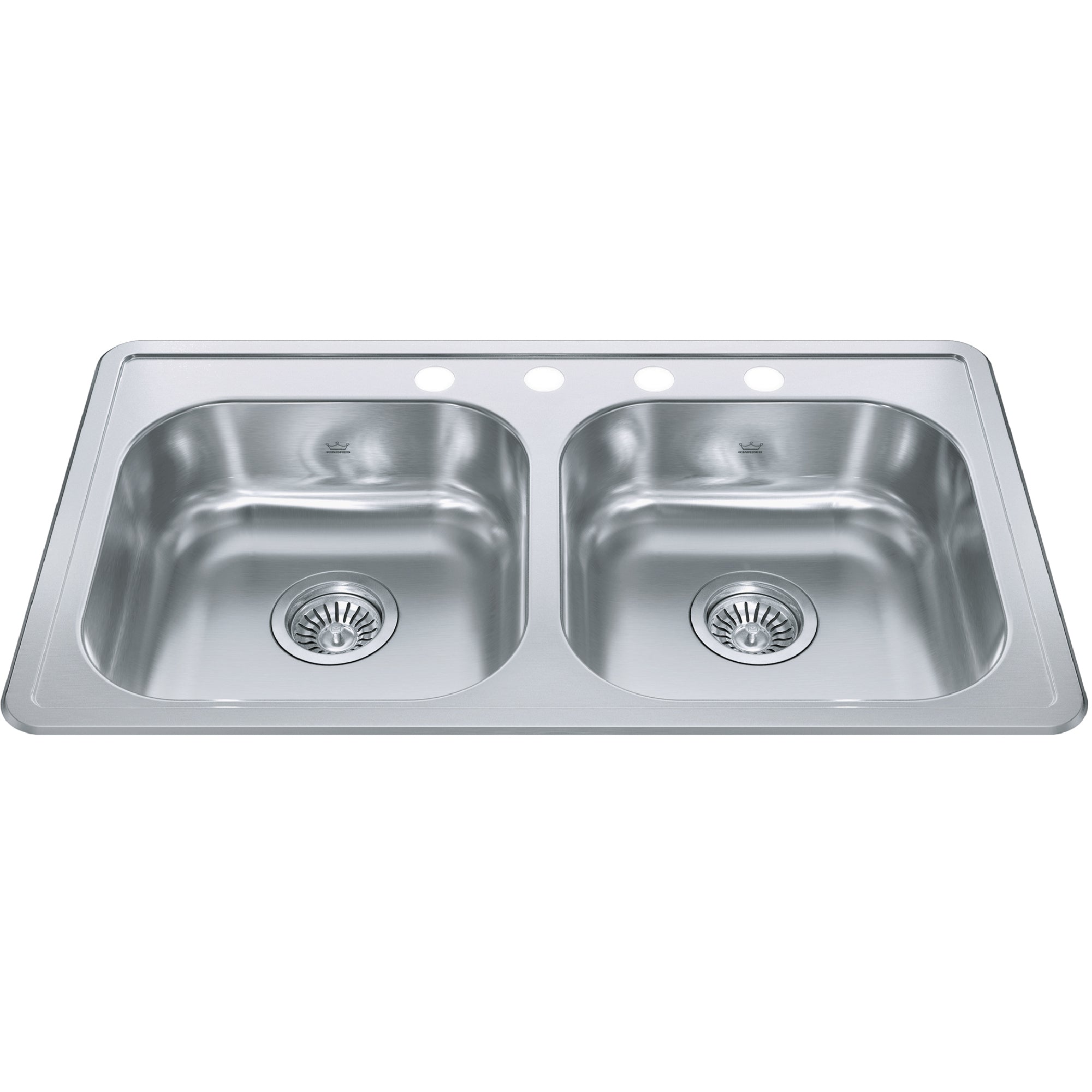 Kindred RDLA3319-6-4CB- Creemore 32.94-in LR x 18.31-in FB Drop In Double Bowl 4-Hole Stainless Steel Sink