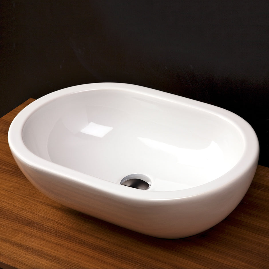Lacava SC012-001 - Vessel Porcelain Bathroom Sink Without An Overflow, Finished Back.23 5/8"W, 15 3/4"D, 7 1/8"H