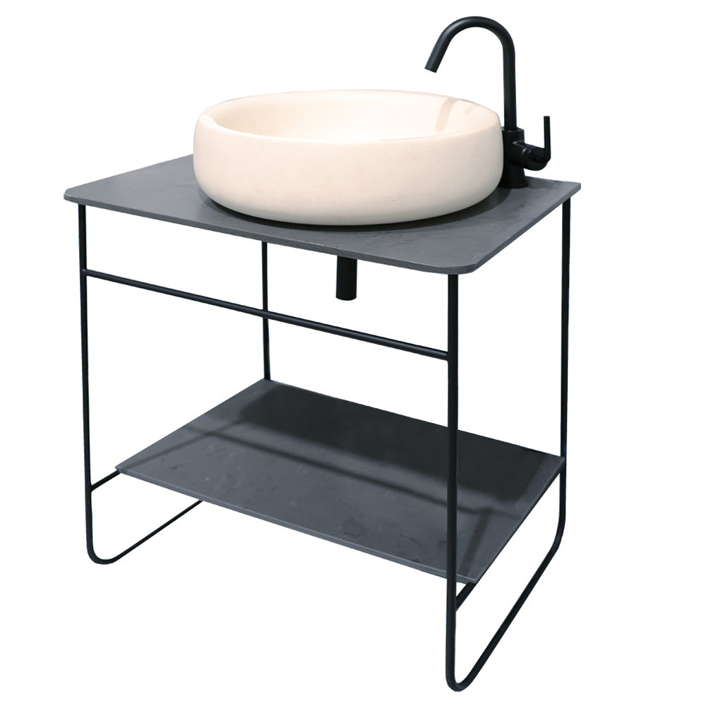Lacava - Suave - Floor-Standing Welded Metal Console Stand With A Towel Bar And Shelf. It Must Be Attached To Wall. Sink 5464 Or Vessel Sink With Countertop Sua-30T Sold Separately. W: 27-3/4", D: 18-1/8", H: 29". Matte Black