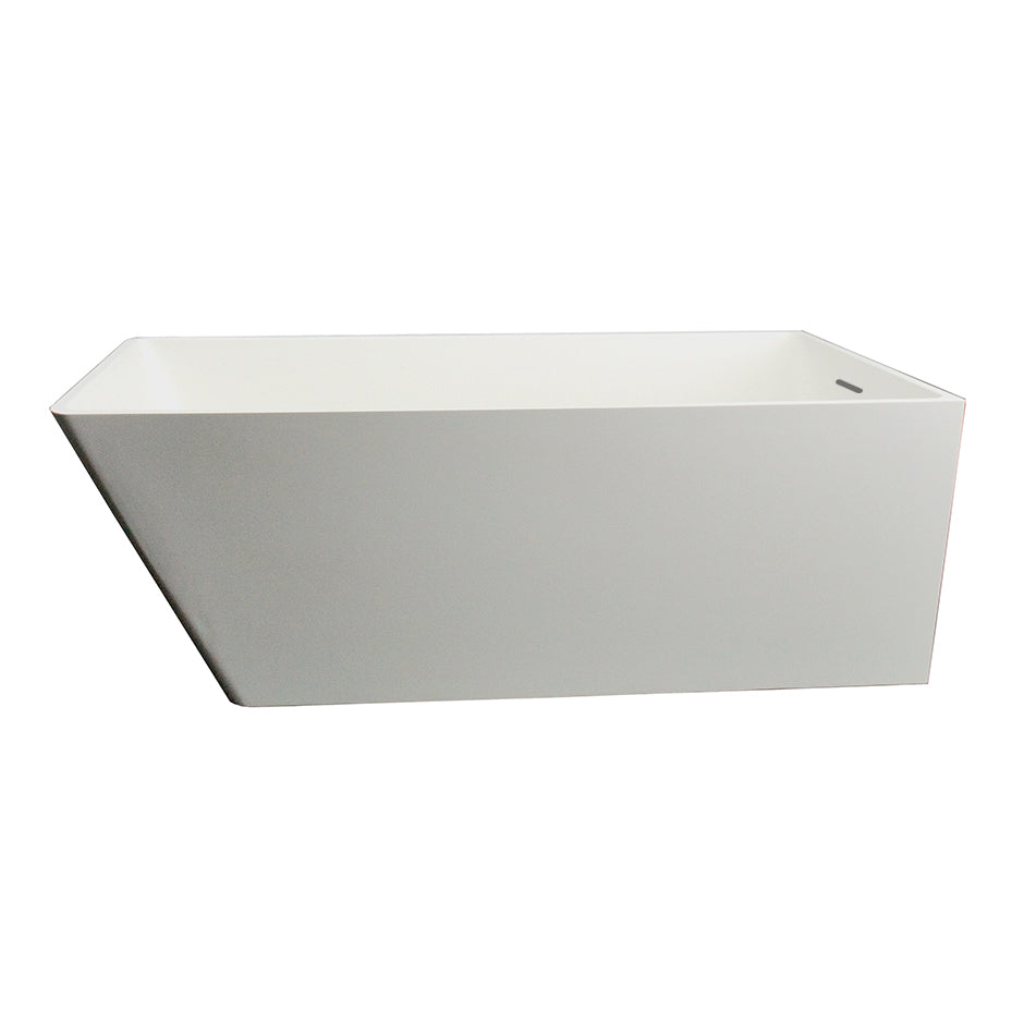 Lacava - Free-Standing Soaking Bathtub Made Of White Solid Surface With An Overflow And Polished Chrome Drain, Net Weight 440Lbs, Water Capacity 112 Gal. W: 67", D: 28 3/4", H: 23 5/8".
