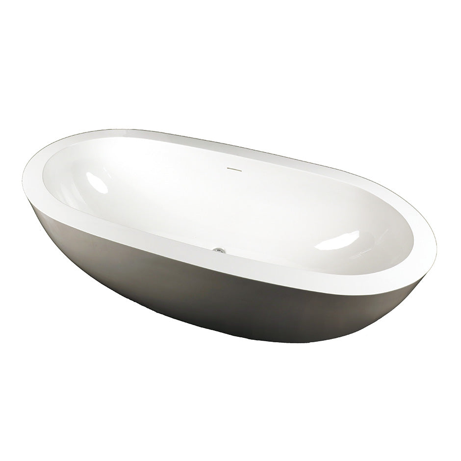 Lacava - Free-Standing Soaking Bathtub Made Of White Solid Surface With An Overflow Andndrain, Net Weight 364 Lbs, Water Capacity 73 Gal.W: 70 7/8” D: 31 1/2” H: 23 5/8”