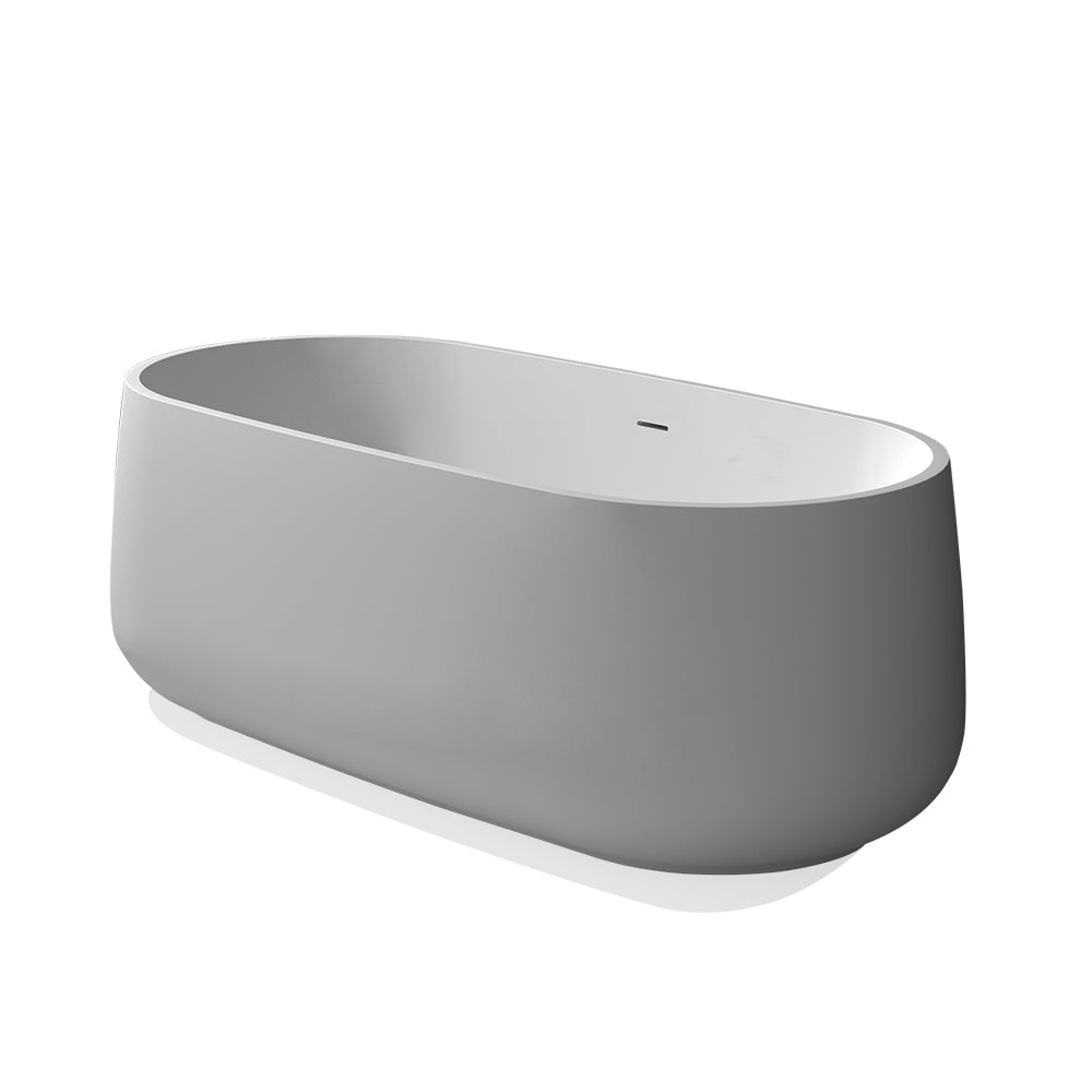 Lacava - Free-Standing Soaking Bathtub Made Of White Solid Surface With Overflow And A Decorative Solid Surface Drain; Net Weight 331 Lbs, Water Capacity 67 Gal. 63"W, 31-1/2"D, 21-5/8"H