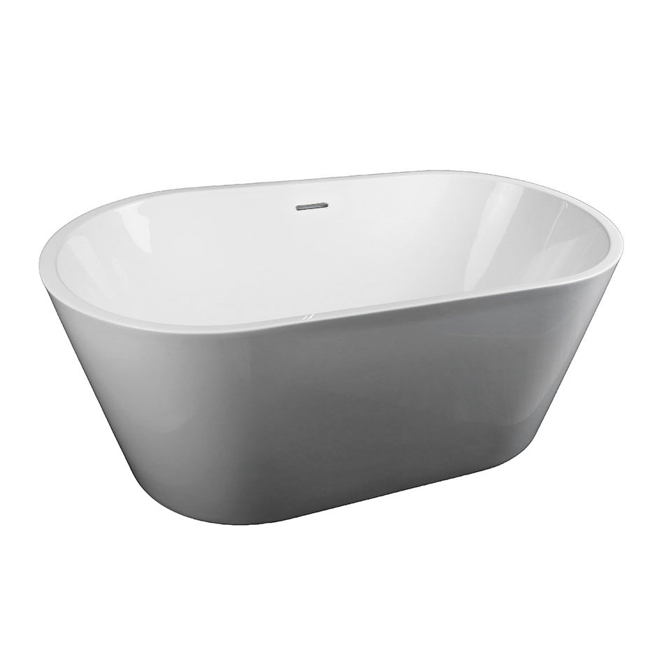 Lacava TUB15-001 - Free-Standing Soaking Bathtub Made Of Luster White Acrylic With An Overflow And Polished Chrome Drain, Net Weight 130 Lbs, Water Capacity 77 Gal. W: 59 1/8", D: 31 3/8", H: 24".