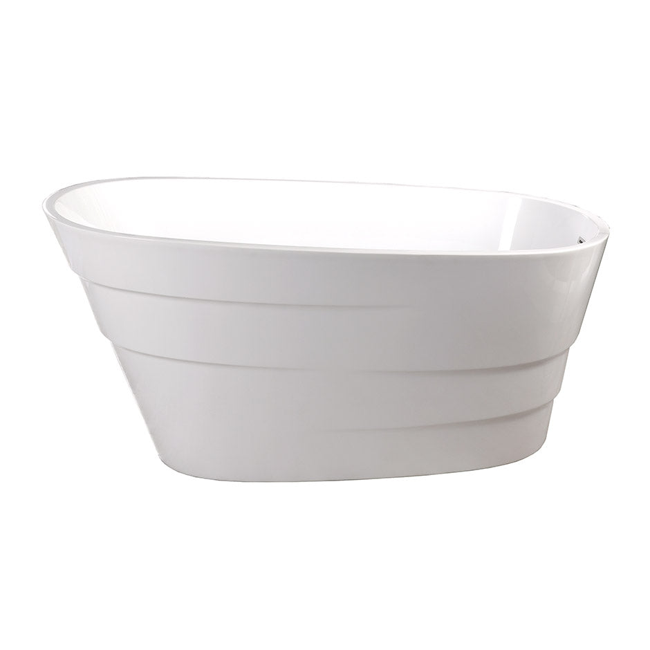 Lacava TUB18-001 - Free-Standing Soaking Bathtub Made Of Luster White Acrylic With An Overflow And Polished Chrome Drain, Net Weight 88 Lbs, Water Capacity 62 Gal. W: 59", D: 31 1/2", H: 28 3/8".