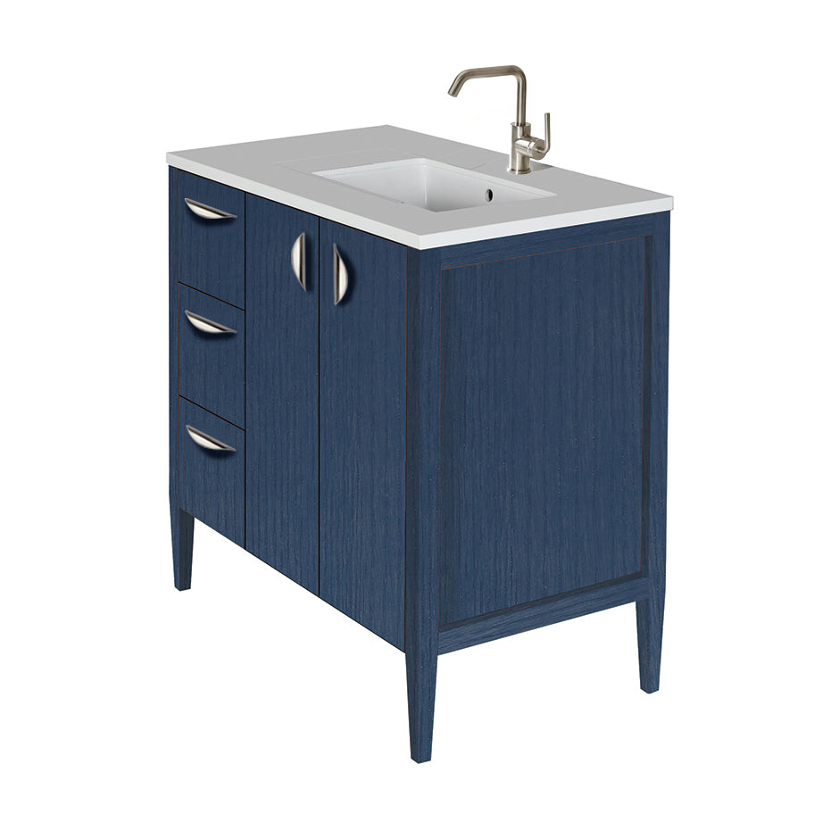 Lacava - Free-Standing Under-Counter Vanity With Three Drawers On The Left An Two Doors On The Right(Pulls Included). Counter Top Lrs-36Rt And Bathroom Sink 5062Un Are Sold Separately. W: 35 1/2", D: 20 3/4", H: 34 1/4".