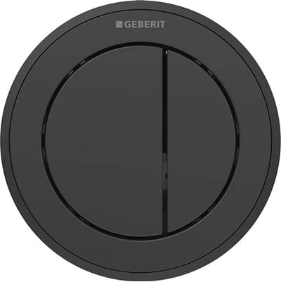 Geberit 116.057.DW.1 - Geberit Type 10 Remote Flush Actuation, Round, Pneumatic, Dual Flush, Furniture Actuator: Button, Collar: Black / Glossy, Design Ring/-S: Black Matt