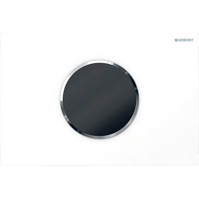 Geberit 115.908.KJ.6 - Geberit Electronic Wc Flush Control, Battery Operation, For Sigma Concealed Cistern 12 Cm, With Sigma10 Actuator Plate, Round, Automatic / Touchless: Plate: White Alpine / Glossy, Design Ring/-S: Chrome / Glossy