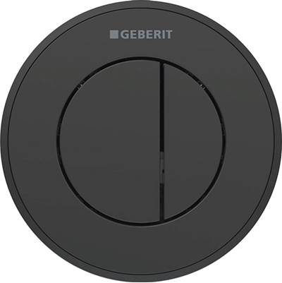 Geberit 116.055.DW.1 - Geberit Type 10 Remote Flush Actuation, Round, Pneumatic, Dual Flush, Concealed Actuator: Button, Collar: Black / Glossy, Design Ring/-S: Black Matt