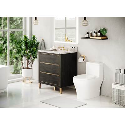 Icera V-5030.274- Muse Vanity Cabinet 30-In, Weathered Oak With Satin Brass