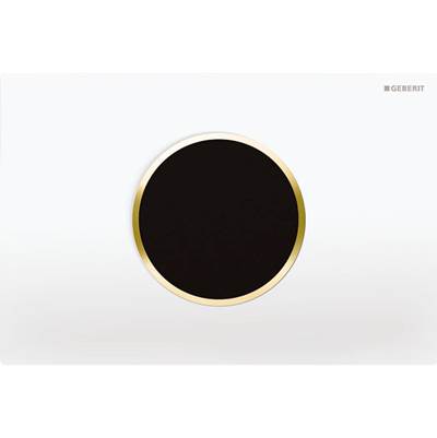 Geberit 115.907.KK.6 - Geberit Electronic Wc Flush Control, Mains Operation, For Sigma Concealed Cistern 12 Cm, With Sigma10 Actuator Plate, Round, Automatic / Touchless: Plate: White Alpine / Glossy, Design Ring/-S: Gold-Coloured / Glossy