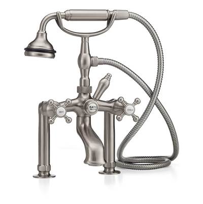 Cheviot 5127-BK- 5100 Series Extra-Tall Deck-Mount Tub Filler - Cross Handles - Metal Accents - FaucetExpress.ca