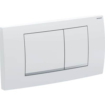 Geberit 115.899.JQ.1 - Geberit Twinline30 Actuator Plate, Square, Dual Flush: Plate, Button: Chrome / Matt, Easy-To-Clean Coated, Design Stripes: Chrome / Glossy