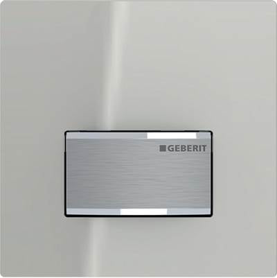 Geberit 116.016.JL.5 - Geberit Urinal Flush Control With Pneumatic Flush Actuation, Type 50 Actuator Plate, Square: Plate: Sand Grey / Glossy Glass, Button: Chrome / Brushed