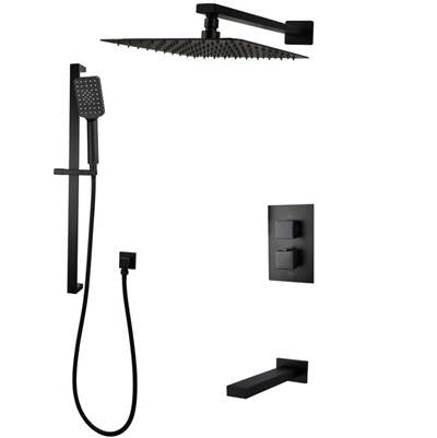 Cavalli CAVKIT24 MB - Ca-Square Shower Kit With Head, Slide Bar And Tub Spout, Mb