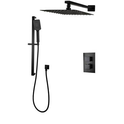 Cavalli CAVKIT6 MB - Square 2 Function Thermostatic Shower Kit, Matte Black