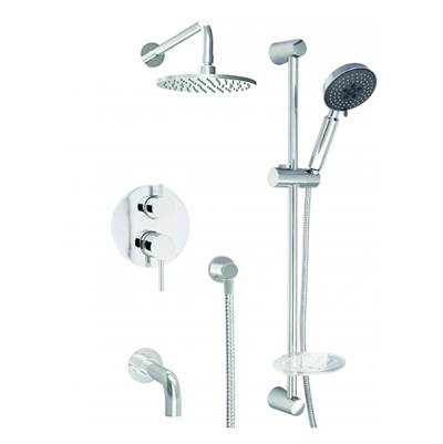 Baril Pro O15-9190-02-CC - Pressure Balanced Shower Faucet With Rain Shower Head, Sliding Rail Shower Set And Tub Filler