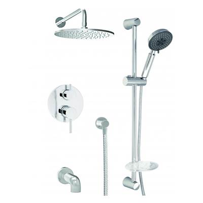 Baril Pro O15-9190-P3-CC - Pressure Balanced Shower Faucet With Rain Shower Head, Sliding Rail Shower Set And Tub Filler