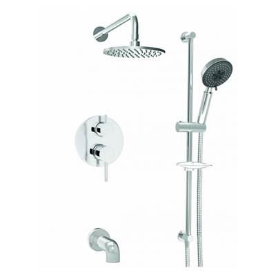Baril Pro O15-9190-W1-CC - Pressure Balanced Shower Faucet With Rain Shower Head, Sliding Rail Shower Set And Tub Filler
