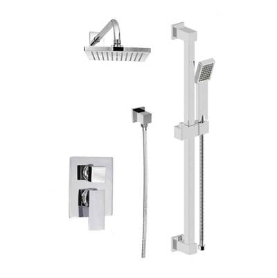 Baril Pro O25-9180-02-CC - Pressure Balanced Shower Faucet With Rain Shower Head And Sliding Rail Shower Set
