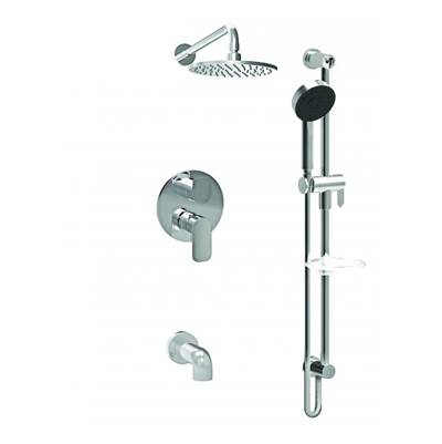 Baril Pro O30-9190-W1-CC - Pressure Balanced Shower Faucet With Rain Shower Head, Sliding Rail Shower Set And Tub Filler