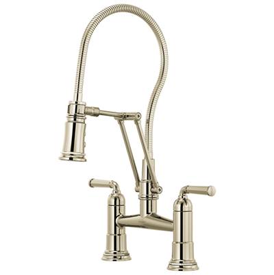 Brizo 62174LF-PN - Two Handle Articulating Bridge Faucet With Finished Hose