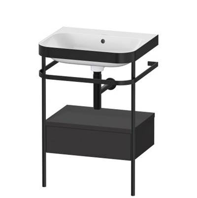 Duravit HP4740N8080 - Duravit Happy D.2 22 5/8" Console Sink In Matte Black And Super Matte Graphite Shelf, With Overflow