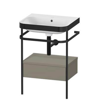 Duravit HP4740N9292 - Duravit Happy D.2 22 5/8" Console Sink In Matte Black And Satin Matte Stone Gray Shelf, With Overflow