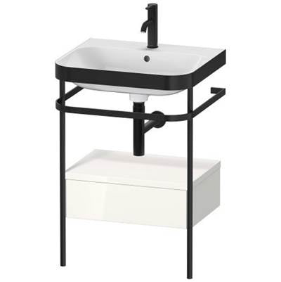 Duravit HP4740O2222 - Duravit Happy D.2 22 5/8" Console Sink In Matte Black And High Gloss White Shelf, With Overflow