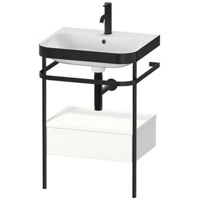 Duravit HP4740O3636 - Duravit Happy D.2 22 5/8" Console Sink In Matte Black And Satin Matte White Shelf, With Overflow