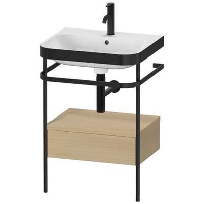 Duravit HP4740O7171 - Duravit Happy D.2 22 5/8" Console Sink In Matte Black And Mediterranean Oak Shelf, With Overflow