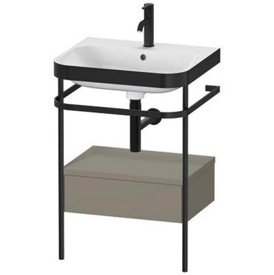 Duravit HP4740O9292 - Duravit Happy D.2 22 5/8" Console Sink In Matte Black And Satin Matte Stone Gray Shelf, With Overflow