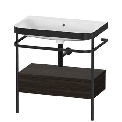 Duravit HP4742N6969 - Duravit Happy D.2 30 1/2" Console Sink In Matte Black And Brushed Walnut Shelf, With Overflow