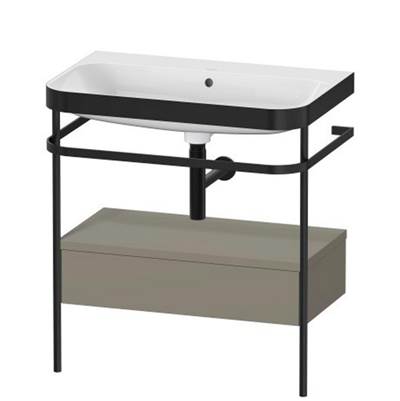 Duravit HP4742N9292 - Duravit Happy D.2 30 1/2" Console Sink In Matte Black And Satin Matte Stone Gray Shelf, With Overflow
