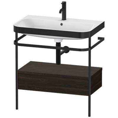 Duravit HP4742O6969 - Duravit Happy D.2 30 1/2" Console Sink In Matte Black And Brushed Walnut Shelf, With Overflow