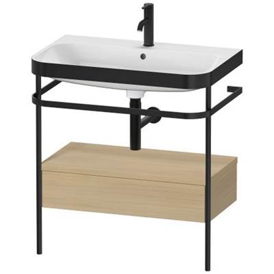 Duravit HP4742O7171 - Duravit Happy D.2 30 1/2" Console Sink In Matte Black And Mediterranean Oak Shelf, With Overflow