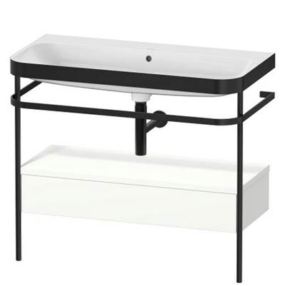 Duravit HP4743N3636 - Duravit Happy D.2 38 3/8" Console Sink In Matte Black And Satin Matte White Shelf, With Overflow