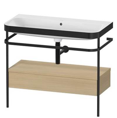 Duravit HP4743N7171 - Duravit Happy D.2 38 3/8" Console Sink In Matte Black And Mediterranean Oak Shelf, With Overflow